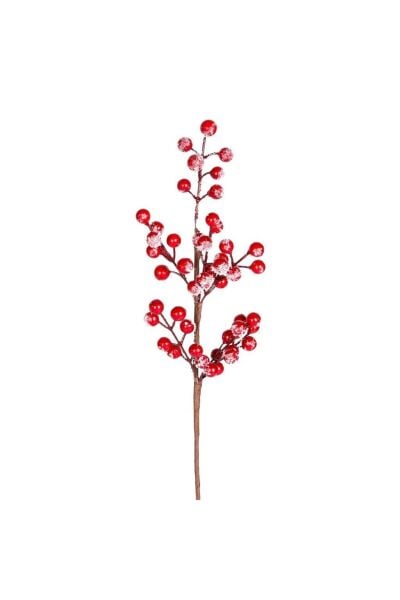 Yılbaşı Çiçeği Pike Berry Karlı Kırmızı 40 Cm