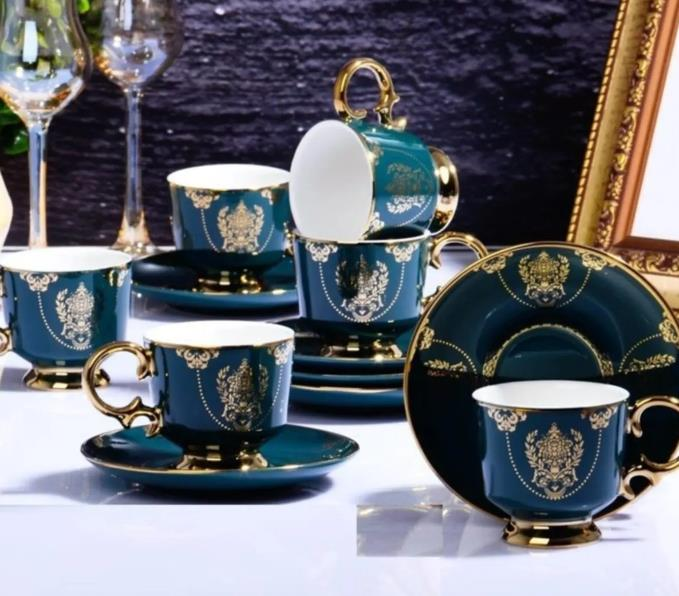 Kosova İst-71 Porselen 90cc 6'lı Yaldız Fincan Takımı  4 Renk