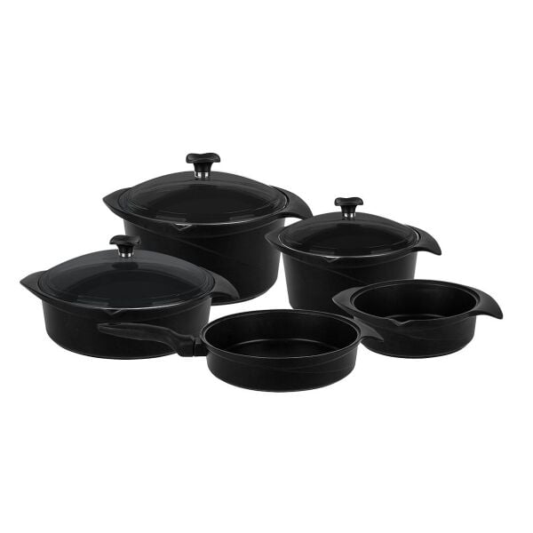 Aryıldız Flipper Siyah Cam Tencere Set