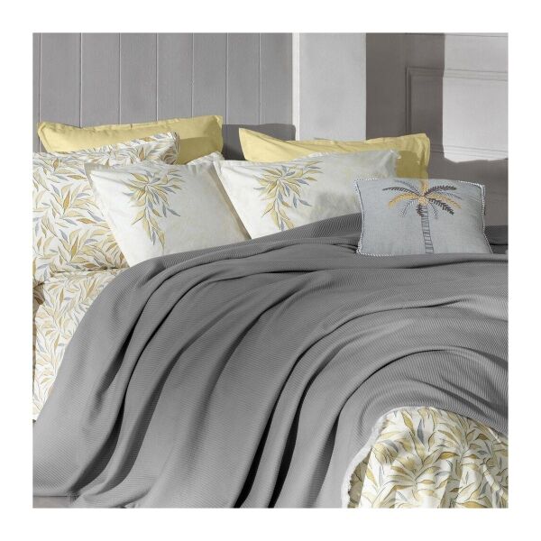 Sarev Adrıan Pike Takımı Çift Kişilik 2 Yastık Gri-Sarı