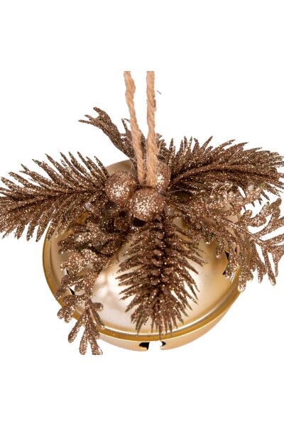 Yılbaşı Ağaç Süsü Çıngıraklı Yılbaşı Topu 3lü Set Simli Berry Süslü Gold 8cm