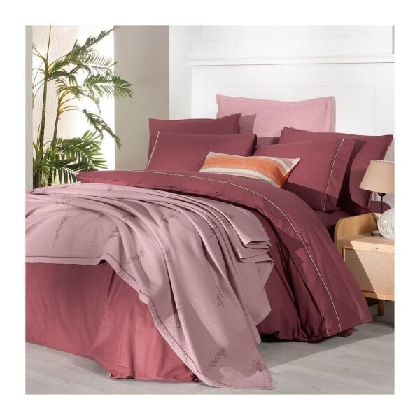 Sarev Eva Eldon Çift Kişilik Pike Takımı  Nevresim Seti 2 Yastık-Pembe