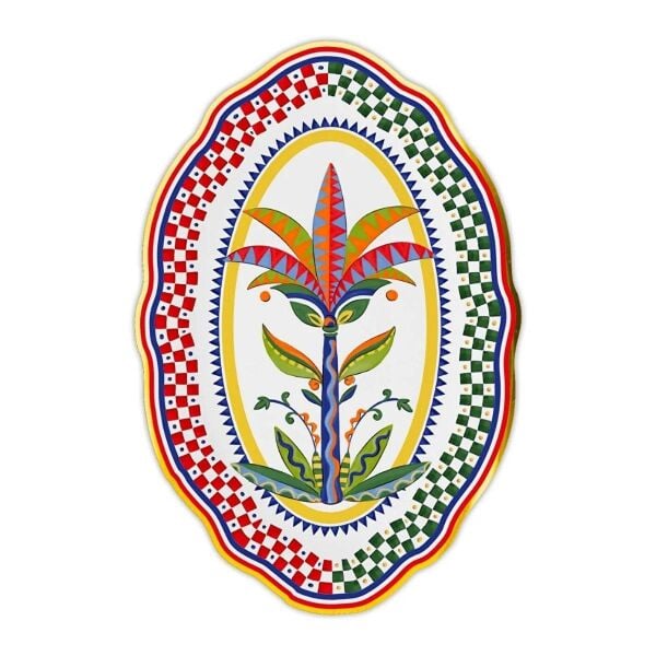 Baci Milano Dolce Vita Palmiye Desenli Oval Servis Tabağı 35 Cm