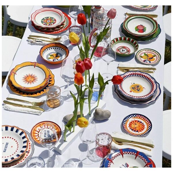 Baci Milano Dolce Vita Palmiye Desenli Oval Servis Tabağı 35 Cm