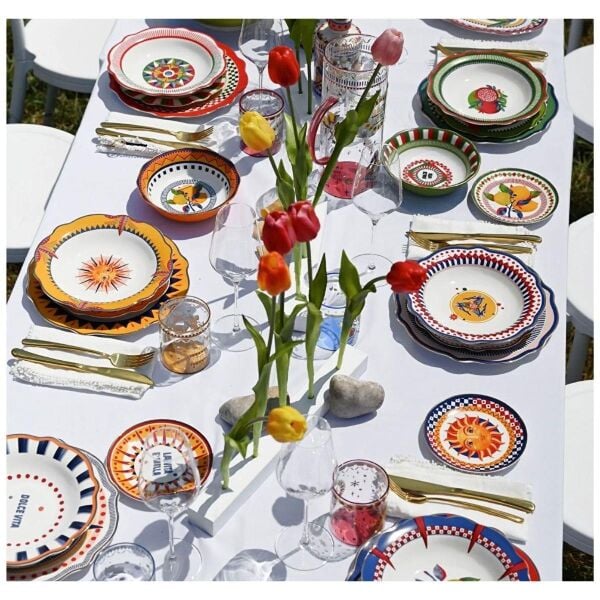 Baci Milano Dolce Vita Palmiye Desenli Oval Servis Tabağı 35 Cm