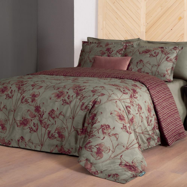 Sarev Kristen Saten Nevresim Takımı Çift Kişilik 4 Yastık Dk, Bordo