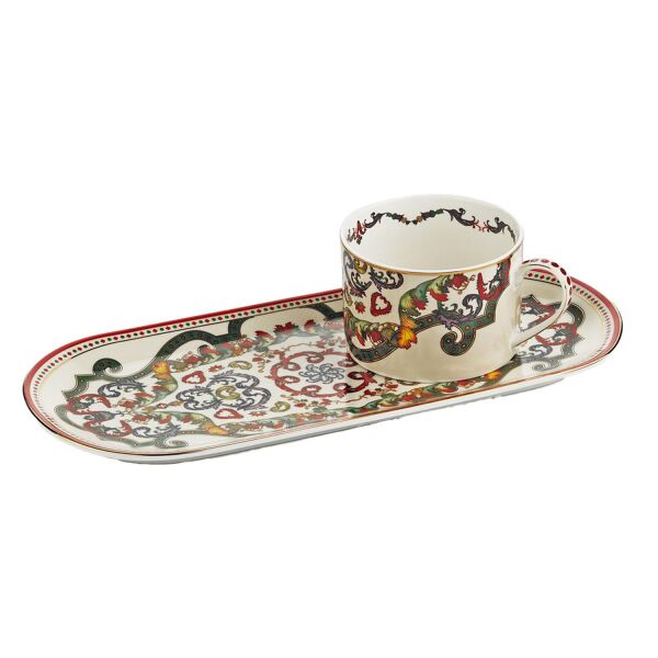 Lucky Art Velora Bone Tek Kisilik Tepsili Cay Fincan Seti