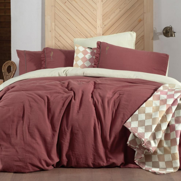 Sarev Mood Comfort Kenyon Nevresim Takımı Çift kişilik 4 Yastık D Pembe