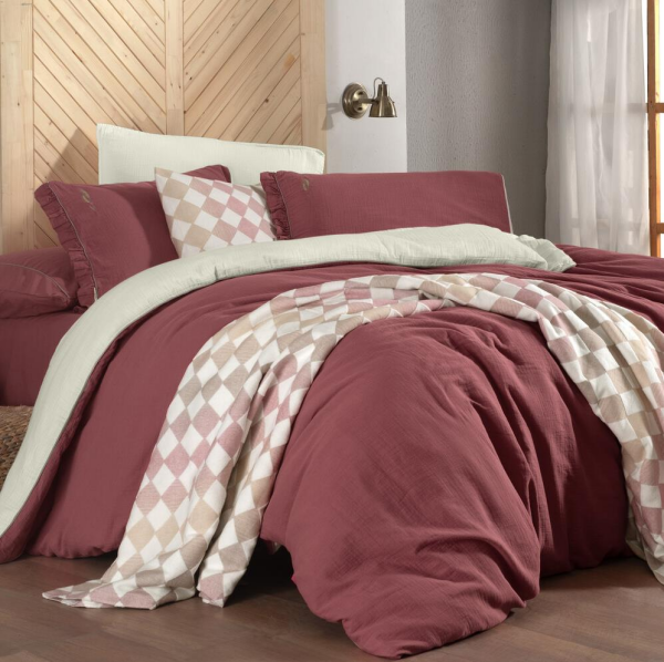 Sarev Mood Comfort Kenyon Nevresim Takımı Çift kişilik 4 Yastık D Pembe