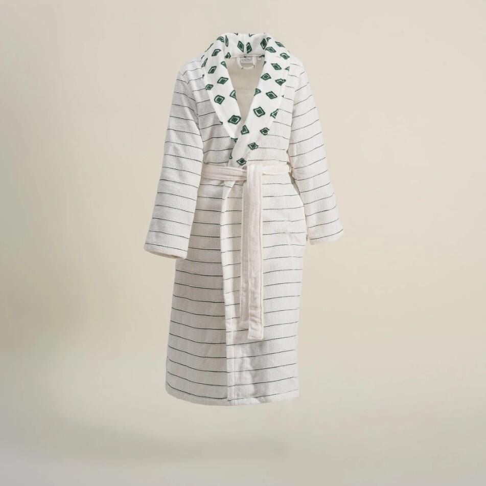 Ecocotton İmre Kadın Bornoz %100 Organik Pamuk Jakarlı Yeşil L