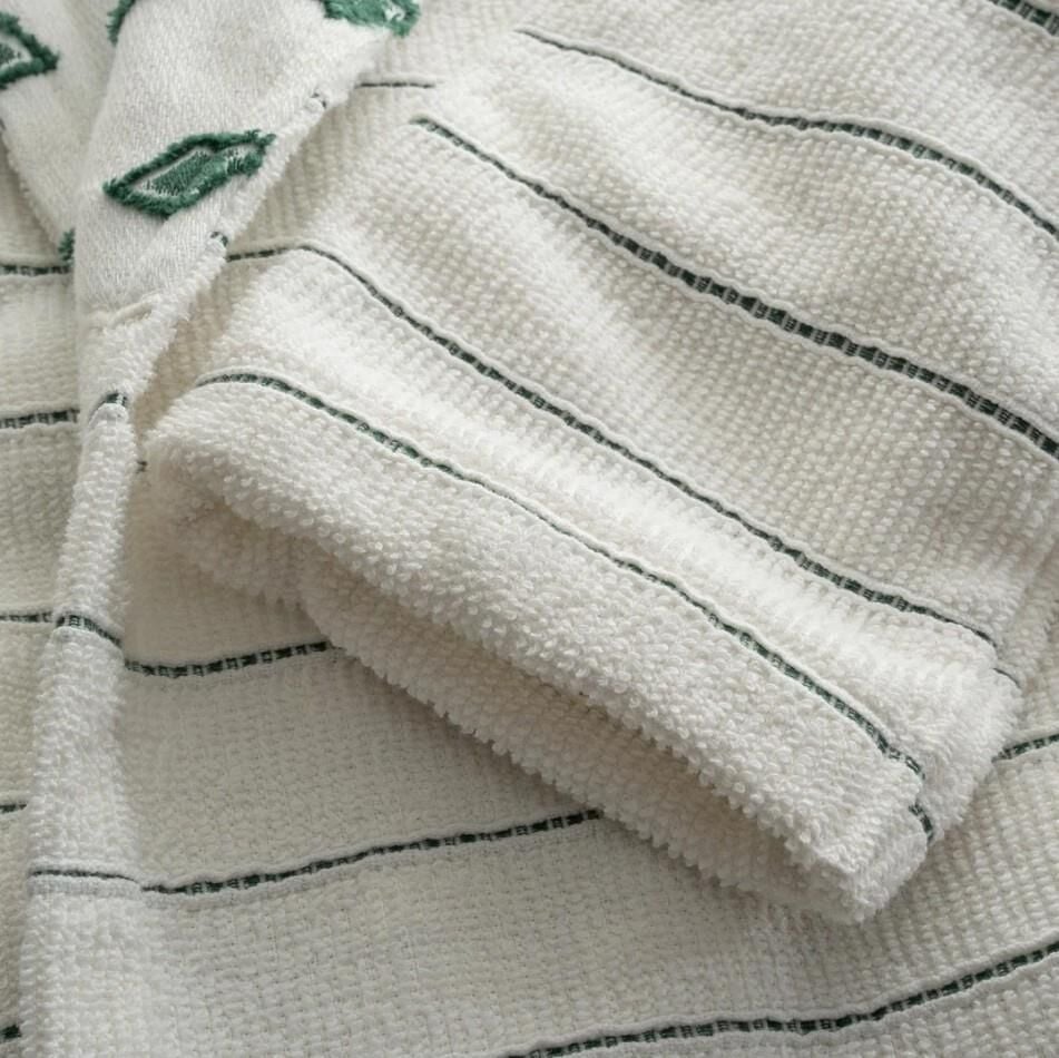 Ecocotton İmre Kadın Bornoz %100 Organik Pamuk Jakarlı Yeşil L
