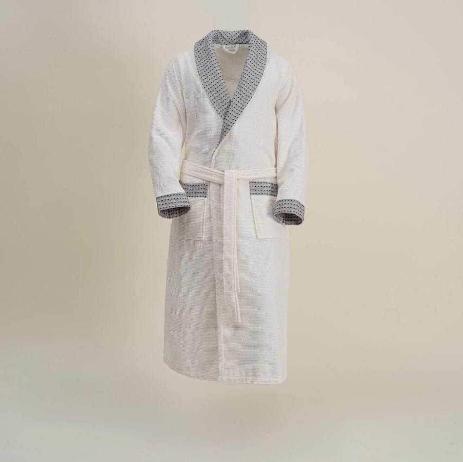 Ecocotton İzgi Erkek Bornoz %100 Organik Pamuk Jakarlı Siyah XXL