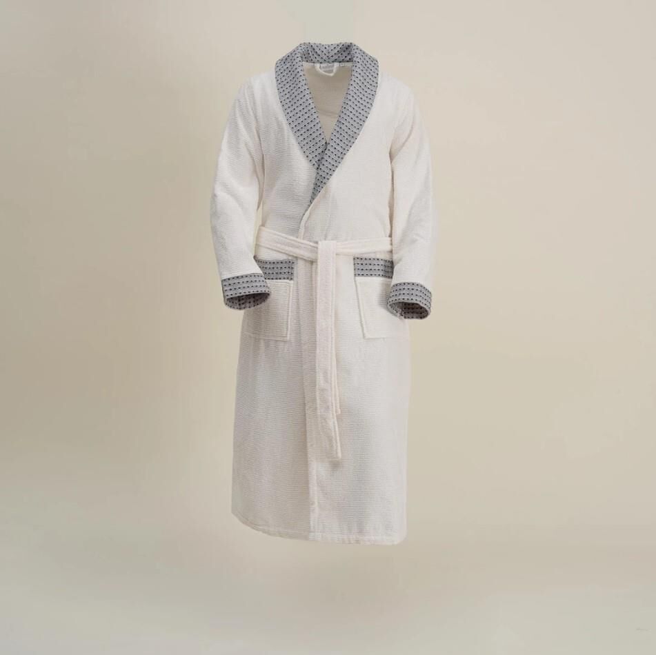 Ecocotton İzgi Erkek Bornoz %100 Organik Pamuk Jakarlı Siyah M
