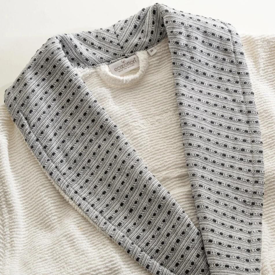 Ecocotton İzgi Erkek Bornoz %100 Organik Pamuk Jakarlı Siyah M