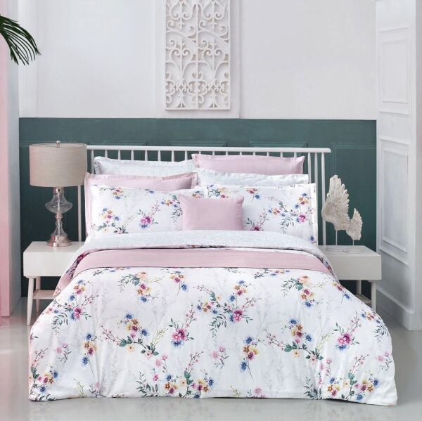 Sarev Ashley Saten Nevresim Takımı Beyaz Çift Kişilik