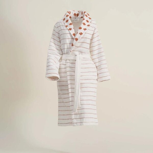 Ecocotton İmre Kadın Bornoz %100 Organik Pamuk Jakarlı Kiremit XL