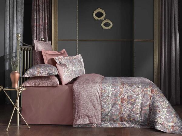 Sarev İsfahan Saten Nevresim Takımı Pembe Çift Kişilik