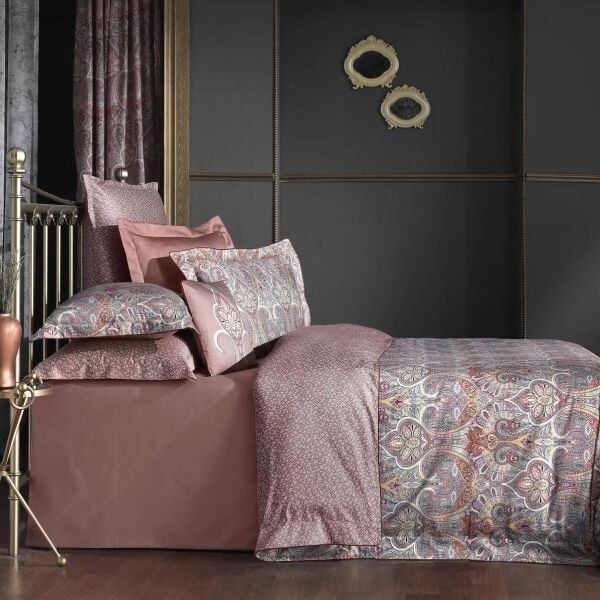 Sarev İsfahan Saten Nevresim Takımı Pembe Çift Kişilik