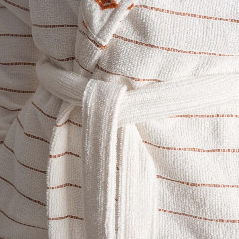 Ecocotton İmre Kadın Bornoz %100 Organik Pamuk Jakarlı Kiremit L