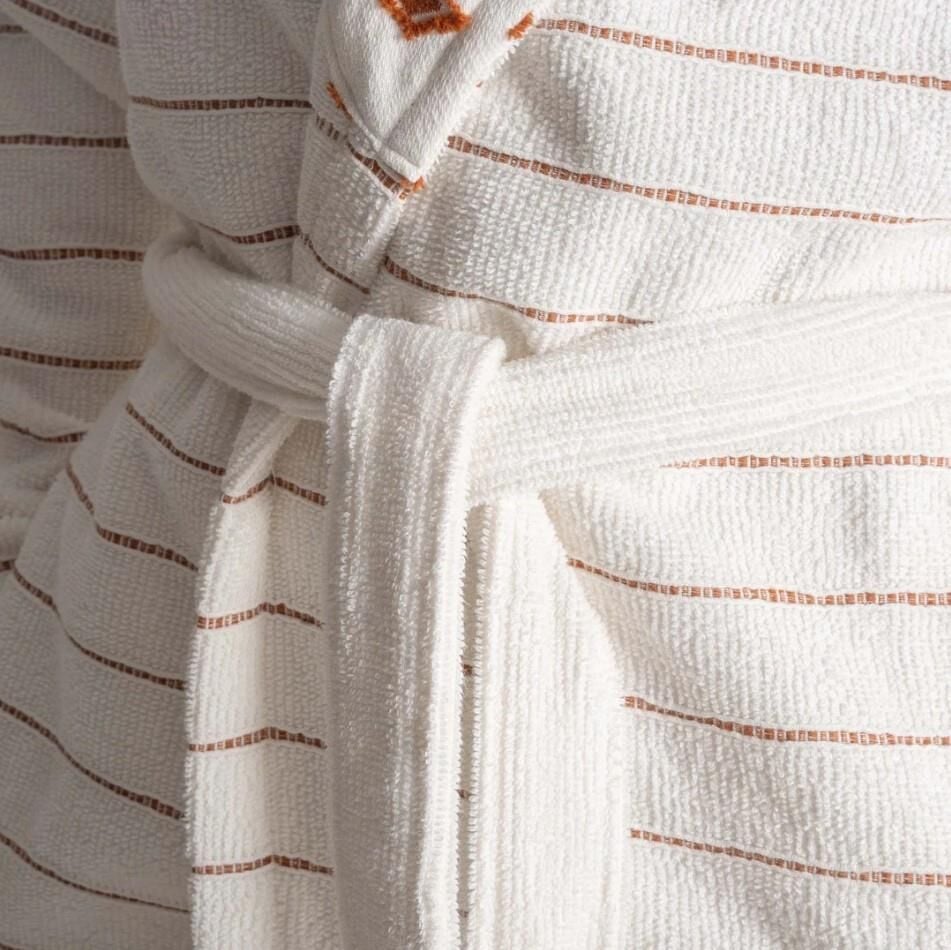 Ecocotton İmre Kadın Bornoz %100 Organik Pamuk Jakarlı Kiremit M