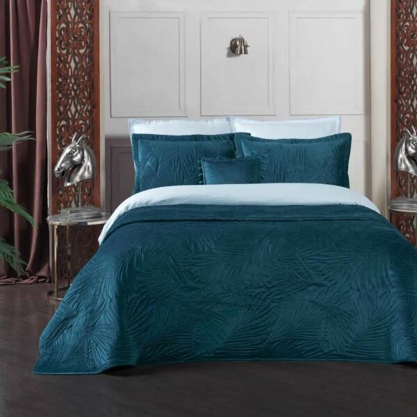 Sarev Clara Yatak Örtüsü Petrol Çift Kişilik