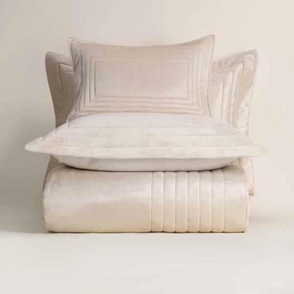 Ecocotton Feza Krem Çift Kişilik Yatak Örtüsü Takımı Krem CK