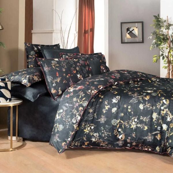 Sarev Jenny Saten Nevresim Takımı Antrasit Çift Kişilik