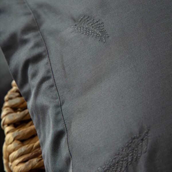 Ecocotton Güz Çift Kişilik Nevresim Takımı %100 Organik Pamuk Saten Brodeli Antrasit CK