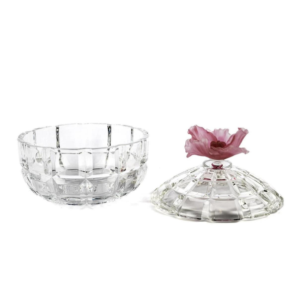 Mikasa Moor Pembe Çiçekli Kapaklı Cam Şekerlik 18x19cm