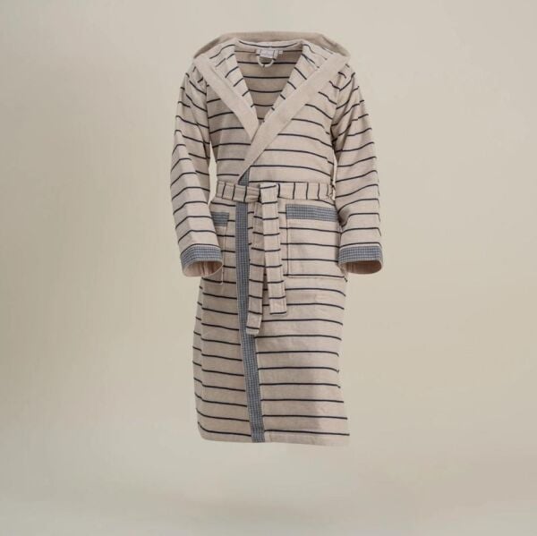 Ecocotton Arden Erkek Bornoz %100 Organik Pamuk Kenevir Karışımlı Bornoz Lacivert XXL