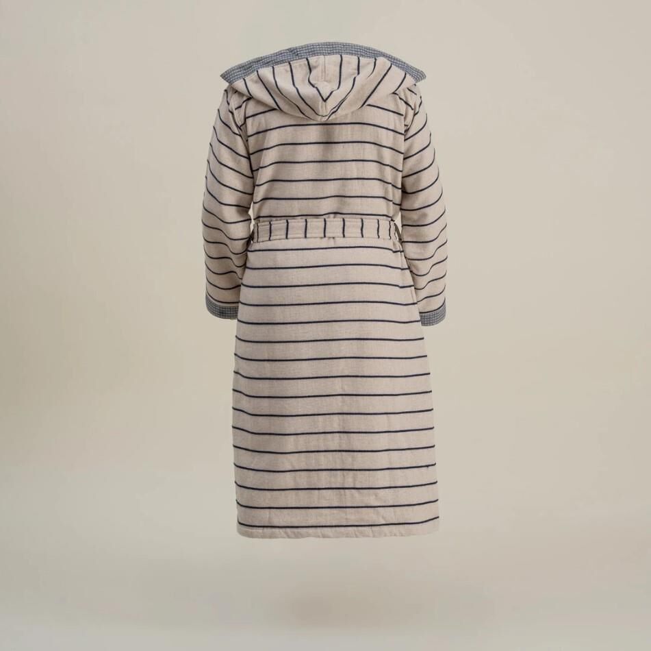 Ecocotton Arden Erkek Bornoz %100 Organik Pamuk Kenevir Karışımlı Bornoz Lacivert XXL