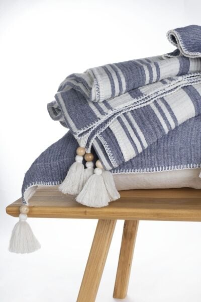 Ecocotton Mila Yatak Örtüsü %100 Organik Pamuk Müslin Dolgulu Lacivert CK