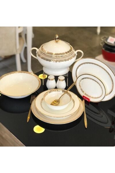 Evaliza Crown Altın 60 Parça Yemek Takımı
