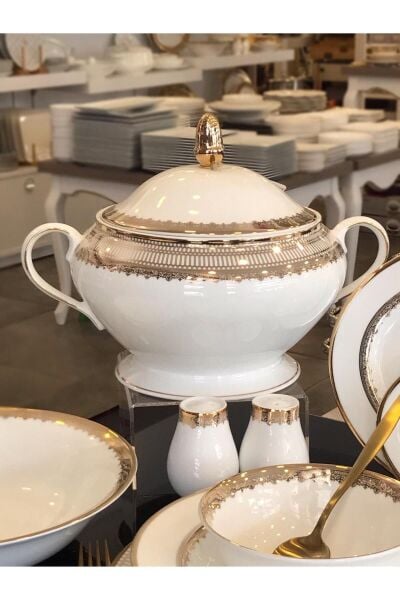 Evaliza Crown Altın 60 Parça Yemek Takımı