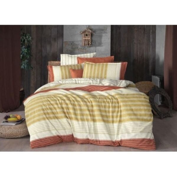 Sarev Laverna Flanel Nevresim Takımı Taba Çift Kişilik