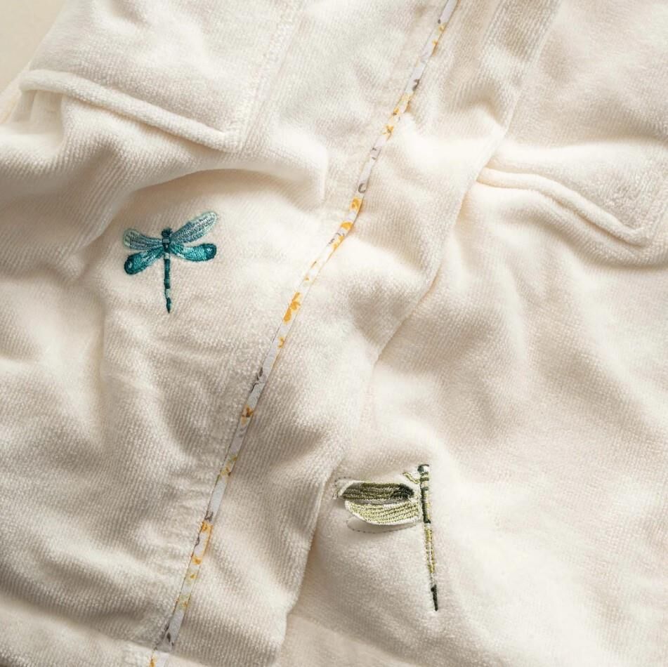 Ecocotton Nina Kız Çocuk Bornoz %100 Organik Pamuk Nakışlı Krem / Sarı 7-8 Yaş