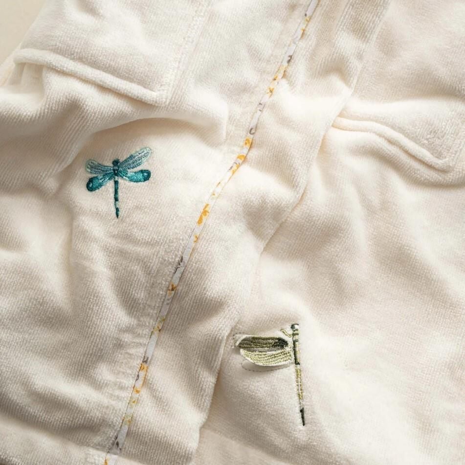 Ecocotton Nina Kız Çocuk Bornoz %100 Organik Pamuk Nakışlı Krem / Sarı 7-8 Yaş