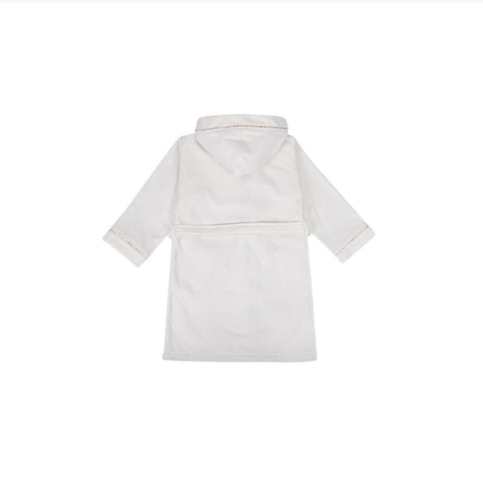 Ecocotton Nina Kız Çocuk Bornoz %100 Organik Pamuk Nakışlı Krem / Pembe 5-6 Yaş