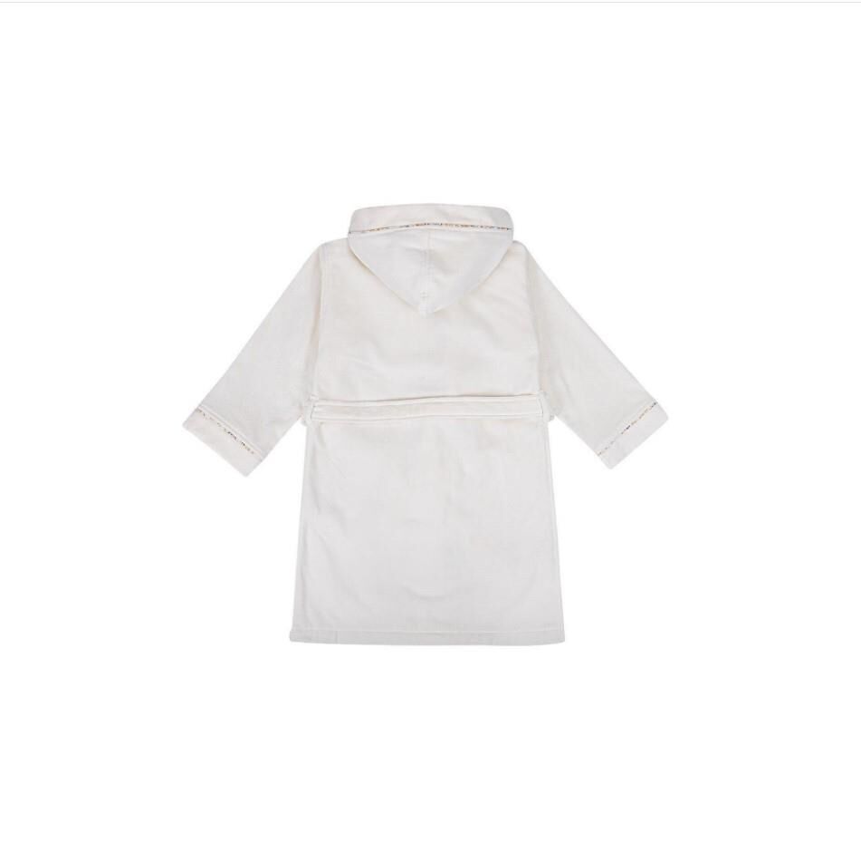 Ecocotton Nina Kız Çocuk Bornoz %100 Organik Pamuk Nakışlı Krem / Pembe 3-4 Yaş
