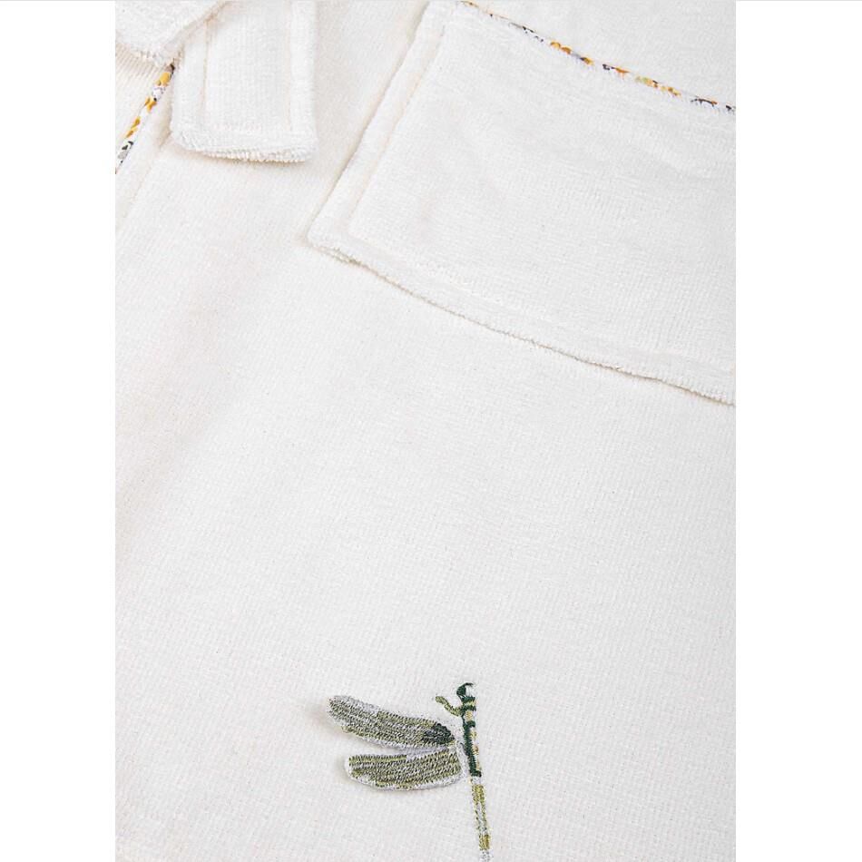 Ecocotton Nina Kız Çocuk Bornoz %100 Organik Pamuk Nakışlı Krem / Pembe 3-4 Yaş