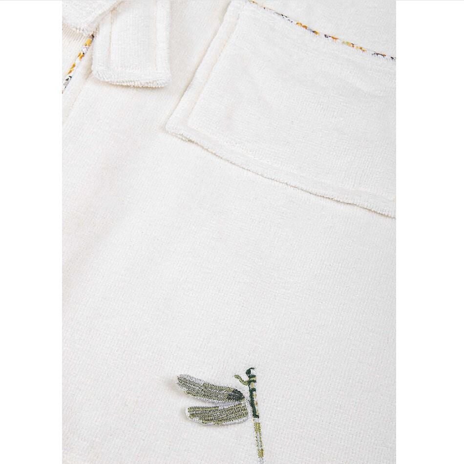 Ecocotton Nina Kız Çocuk Bornoz %100 Organik Pamuk Nakışlı Krem / Pembe 3-4 Yaş