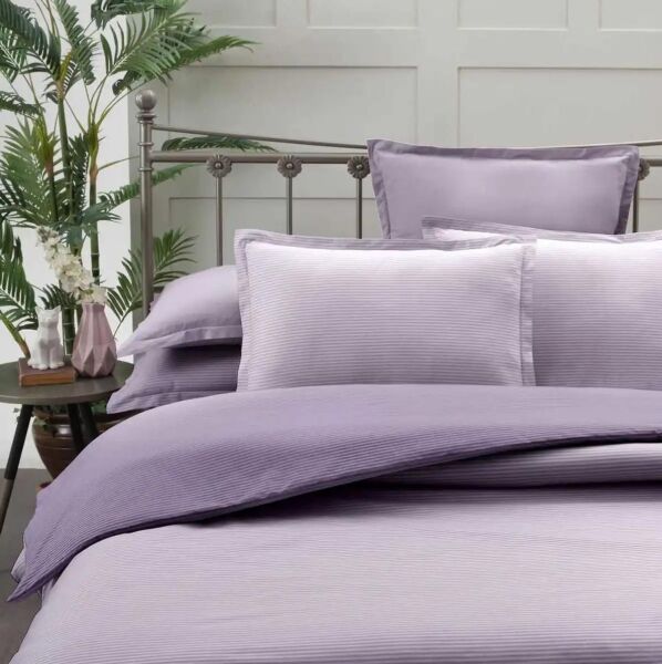 Sarev Fancy Stripe Nevresim Takımı Lila Tek Kişilik