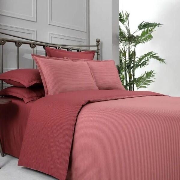 Sarev Fancy Stripe Nevresim Takımı Kırmızı Tek Kişilik