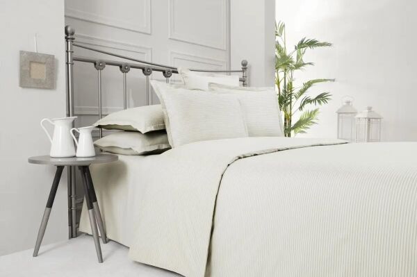 Sarev Fancy Stripe Nevresim Takımı Ekru Tek Kişilik