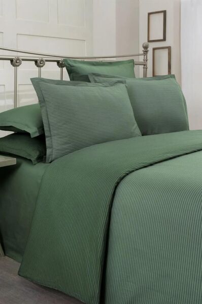 Sarev Fancy Stripe Nevresim Takımı Koyu Yeşil Tek Kişilik