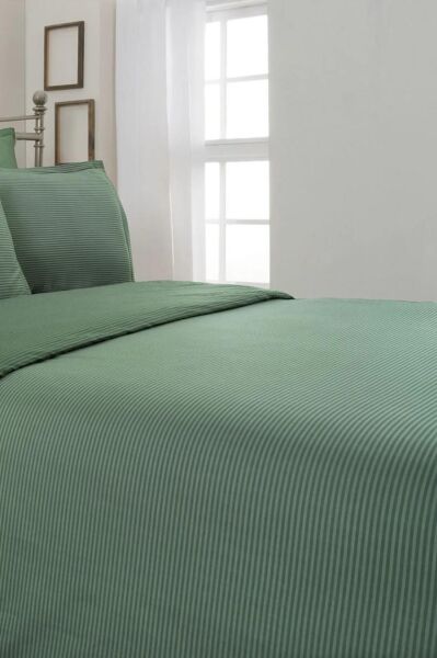 Sarev Fancy Stripe Nevresim Takımı Koyu Yeşil Tek Kişilik