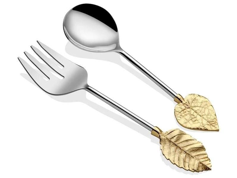 Lamedore Foren Yaprak Desenli Gold 2'li Salata Seti