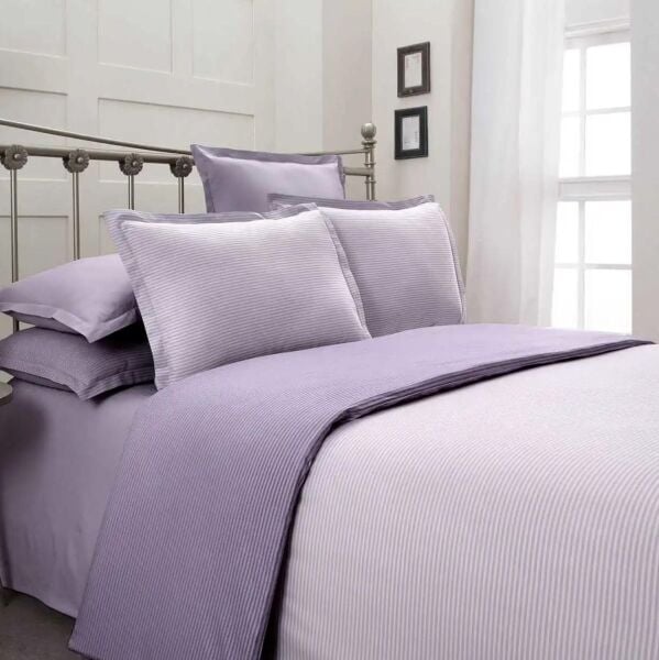 Sarev Fancy Stripe Nevresim Takımı Lila Çift Kişilik