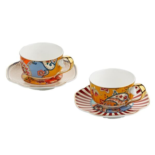 Lucky Art Paisley Bone 2li Çay Fincani Seti 250cc