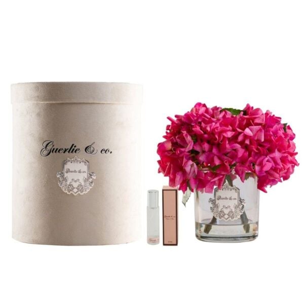 Guerlie&Co Fuşya Ortanca Büyük Boy Şeffaf Gümüş Cam